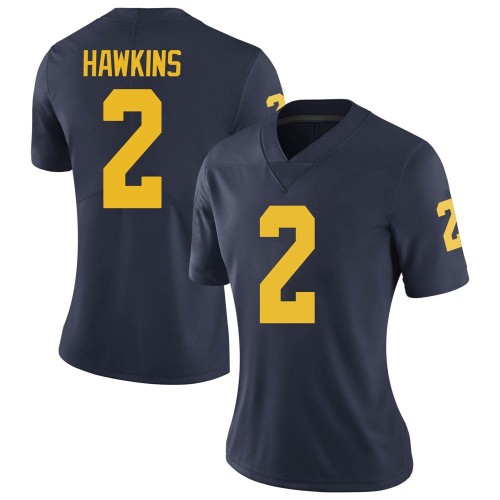 Brad Hawkins Michigan Wolverines Women's NCAA #2 Navy Limited Brand Jordan College Stitched Football Jersey TCE6154WL